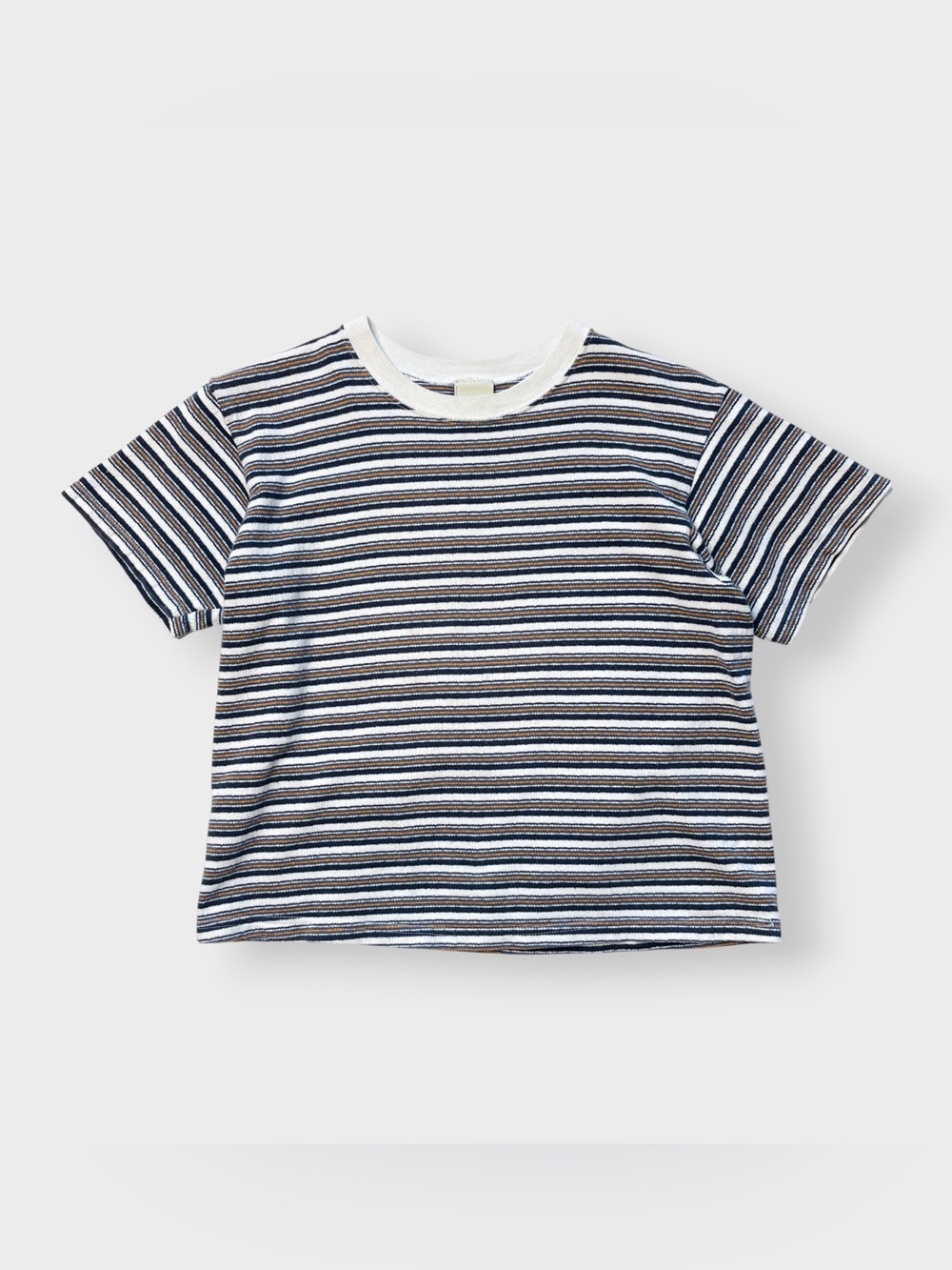 Vintage 90s Greatland Surf Stripe Slub Crop Shirt, Soft Fuzzy Boys XL Mens Skate